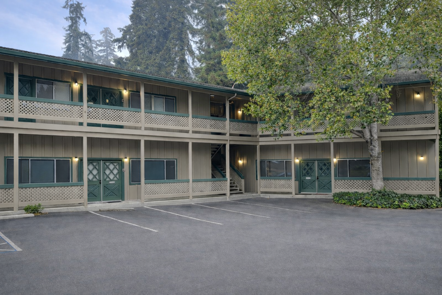 Large green commercial building