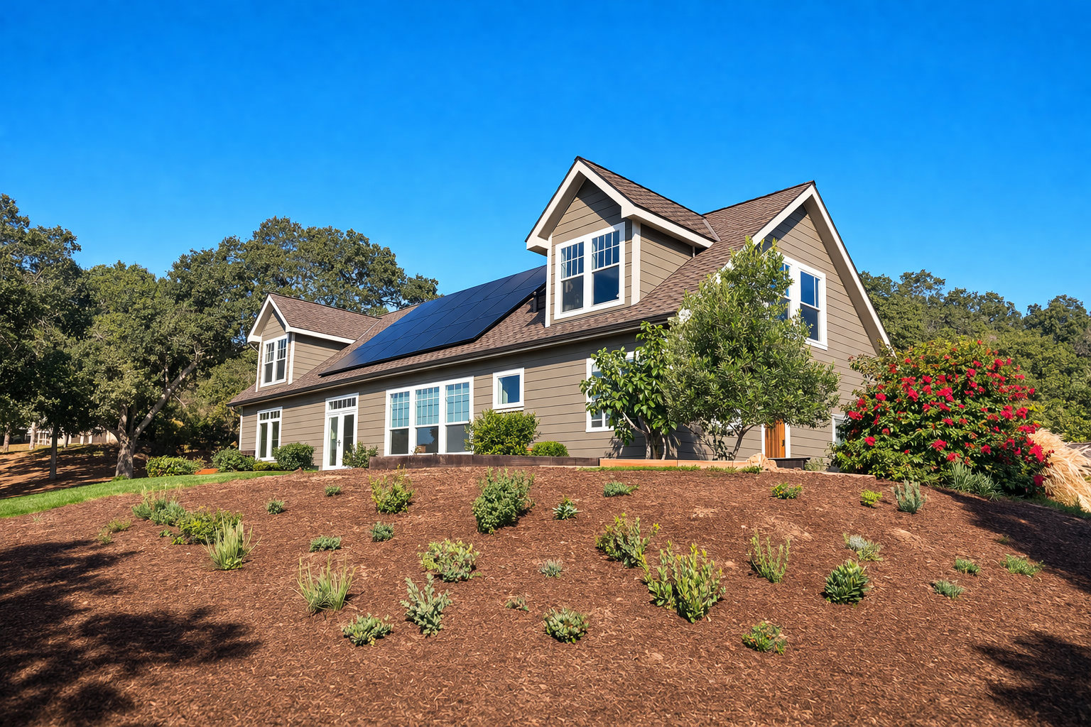 Home with solar panels