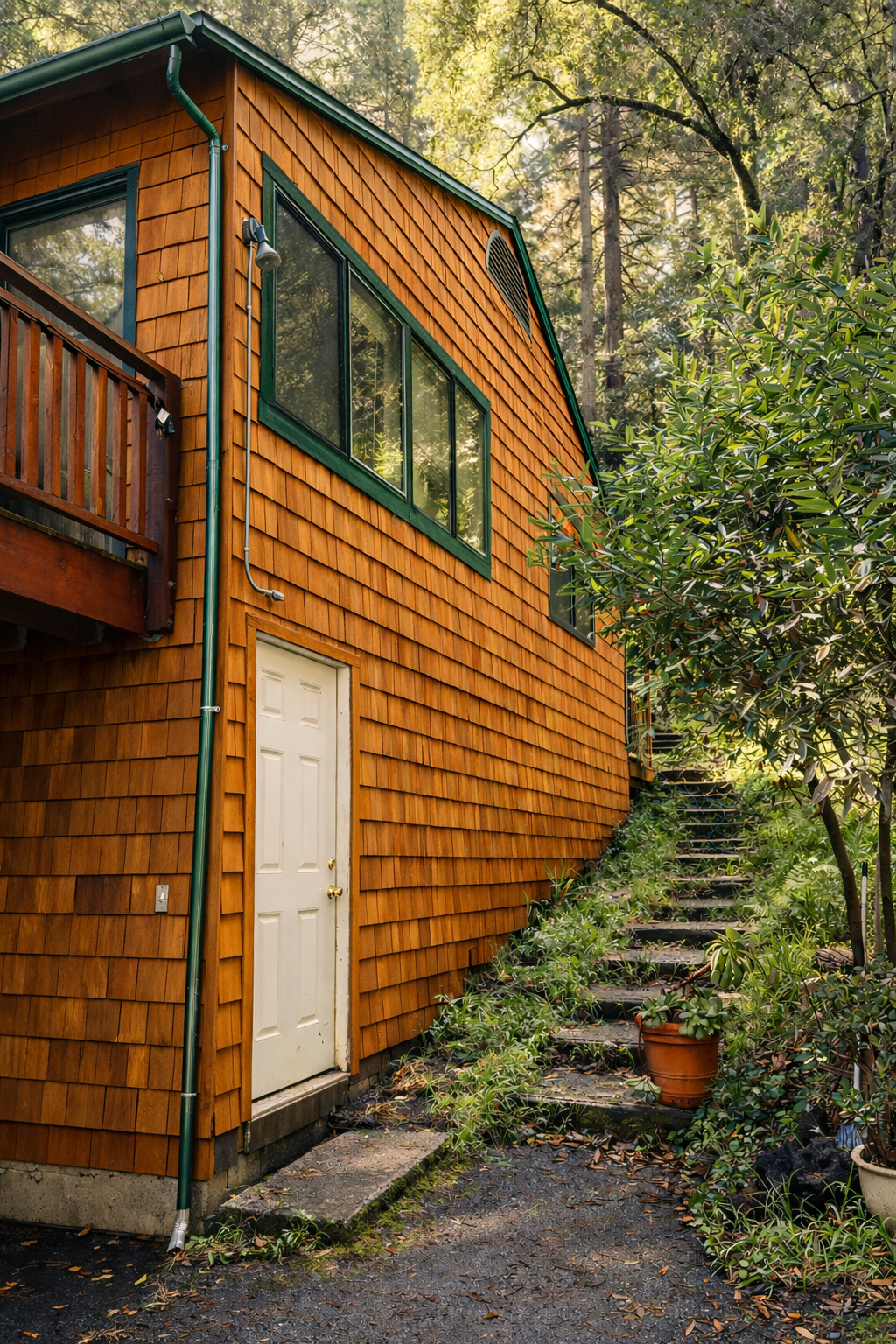 Wood cabin exterior painting